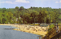 Beachgoers at Weirs Beach in the 1950s
